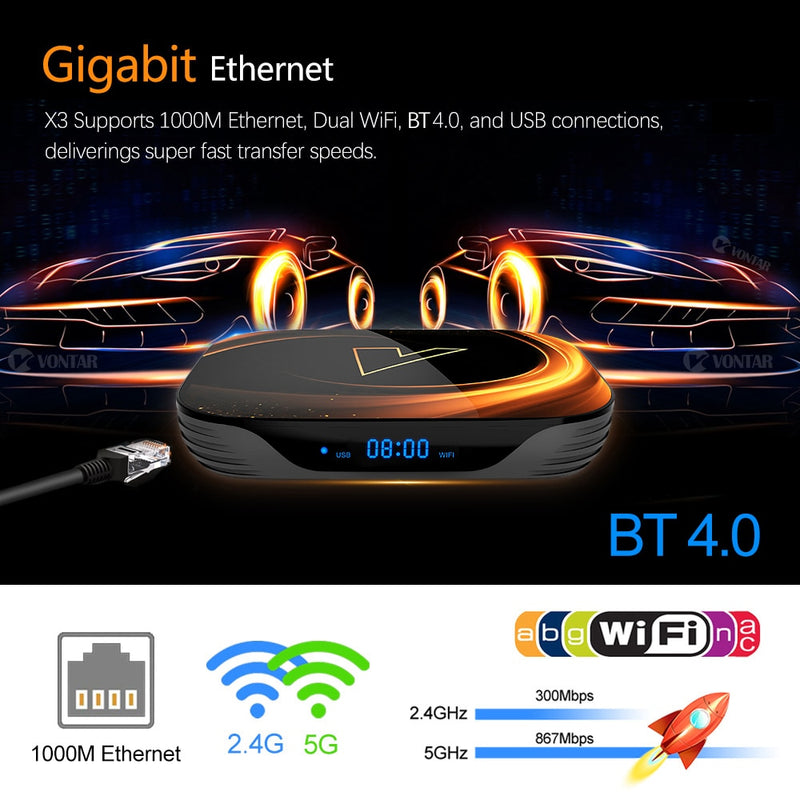 VONTAR X3 4GB 128GB 8K TV BOX Android 9 Smart Android TVBOX 9.0 Amlogic S905X3 Wifi 1080P BT 4K Set Top Box 4GB 64GB 32GB