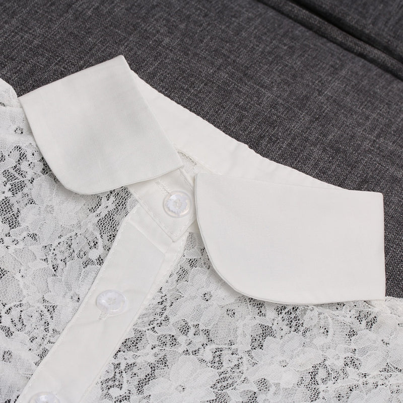 Fashion White Black Lace Fake Collar Blouse Vintage Detachable Shirt False Collar Lapel Blouse Top Women Clothes Accessories