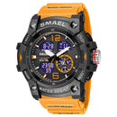 2022 New SMAEL Dual Time Men Watches 50m Waterproof Military Watches for Male 8007 Shock Resisitant Sport Watches Gifts Wtach