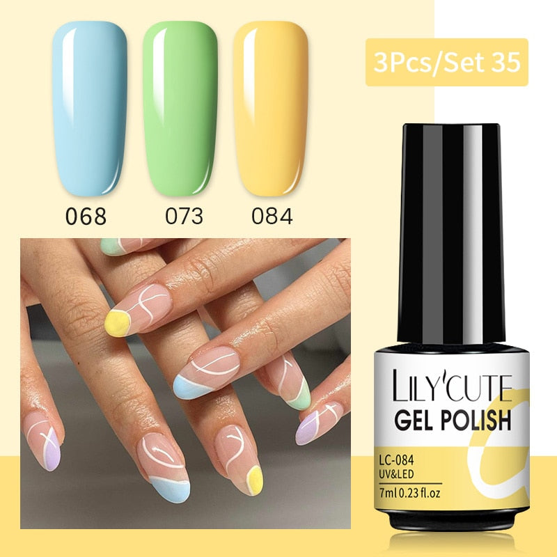 LILYCUTE 3 PCS Gel Nail Polish Set Nude Pink Glitter Sequins Matte Effect Gel Long Lasting Base Top Coat Nail Art Design Hybrid