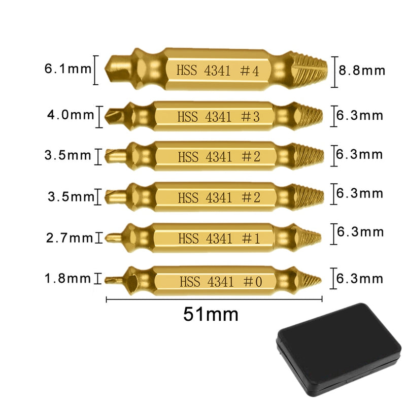 4/5/6 PCS Damaged Screw Extractor Drill Bit Set Stripped Easily Take Out Broken Screw Bolt Remover Extractor Demolition Tools