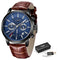 Watches Mens 2022 LIGE Top Brand Luxury Casual Leather Quartz Men&