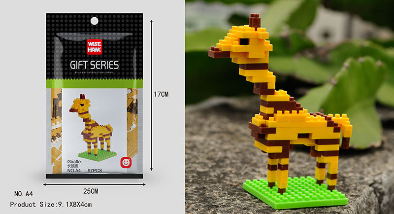 Mini Building Blocks 3D Animal  Diamond Model Micro Bricks Dog Cat Bird Moose Wolf Panda Macaw Toys For Children Birthday Gifts