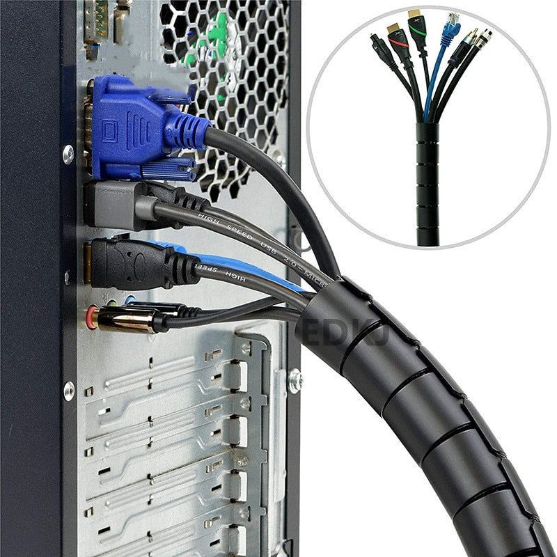 8/10/15/20/25mm 1m Line Organizer Pipe Protection Spiral Wrap Winding Cable Wire Protector Cover Tube（without  wire-finder）