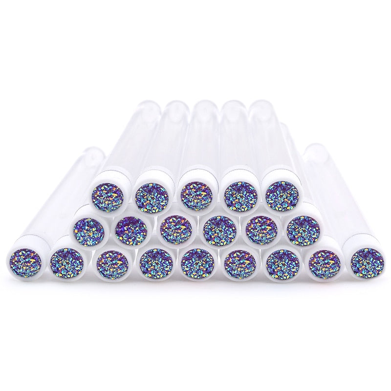 20Pcs Reusable Eyebrow Brush Tube Dust-Proof Eyelash Brush Tube Replaceable Makeup Brushes Mascara with New Eyelash Resin Drill