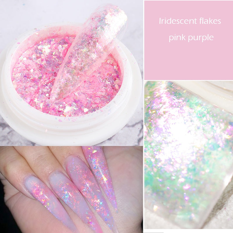 Crystal Fire Opal Flakes Nail Sequins Purple Holographic Glitter DIY Chrome Powder for Spring Nails Manicure Paillettes GL1857