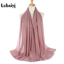 Muslim 2021 New Chiffon Hijab Scarf Women Solid Color Soft Long Shawls and Wraps Islamic Head Scarves Fashion turbante mujer
