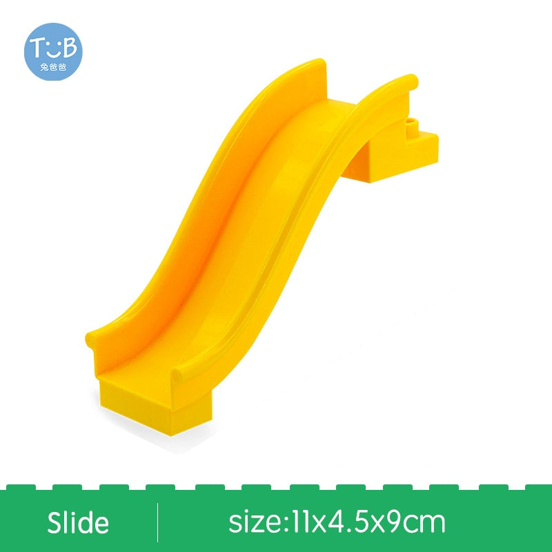 Blocks Amusement Park Accessory Slide Ladder Swing Seesaw Carousel Big Large-particle City Building Children&
