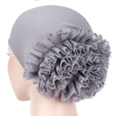 JTVOVO 2022 New Pure Color Milk Silk Pan Flower Hat Muslim Stretch Toe Cap Dubai Arab Women&