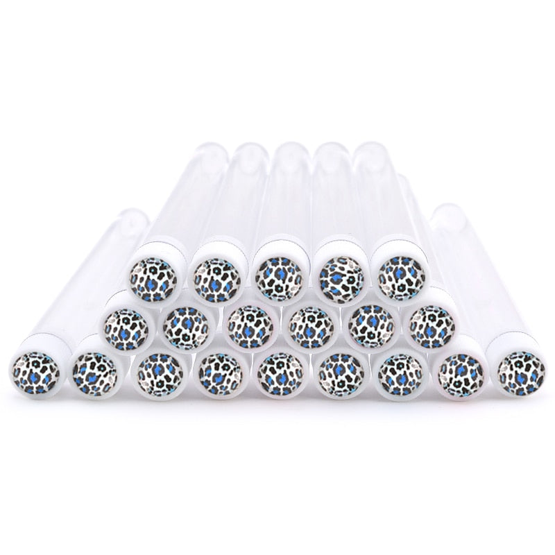 20pc Reusable Eyebrow Brush Tube Leopard Serpentine Diamond Flask Mascara Wand Dust-proof Eyelash Extension Supplies Makeup Tool