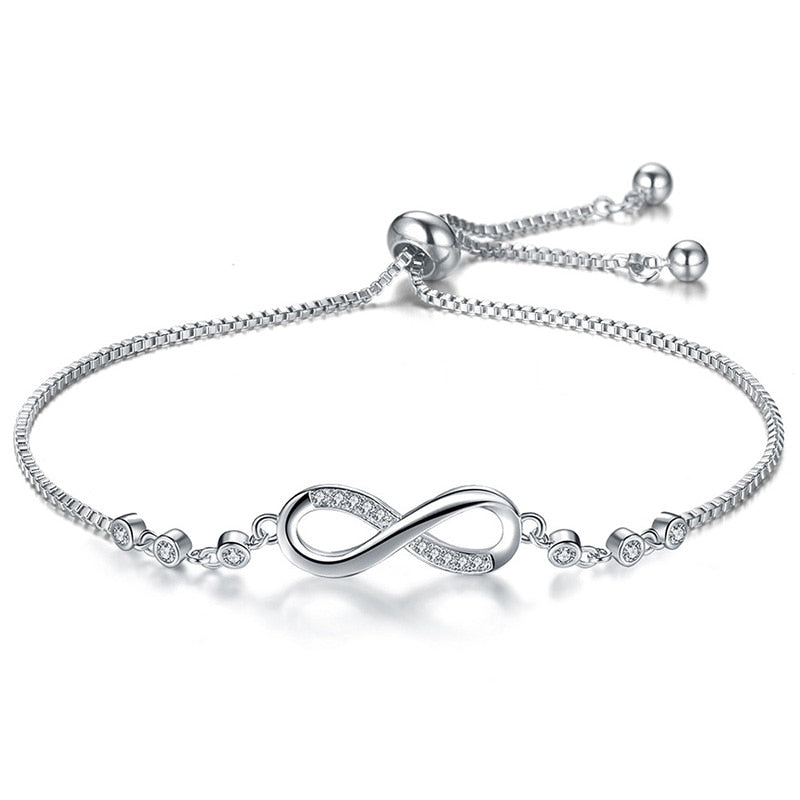 SIPENGJEL Fashion Stainless Steel Endless Love Infinity Chain Bracelets On Hand Adjustable Bracelets For Woman Party Jewelry