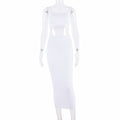 HAWTHAW women summer clothes soild color casual crop tank tops long pencil skirt fitness skinny outfit suit two piece 2pc sets