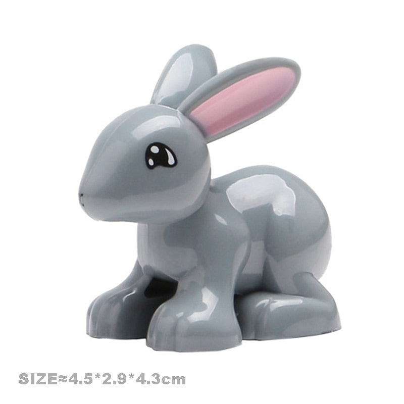 Big Size Building Blocks Cat Dog Pig Rabbit Model Accessories Compatible Bricks Farm Animals Set Assemble Education Toys For Kid