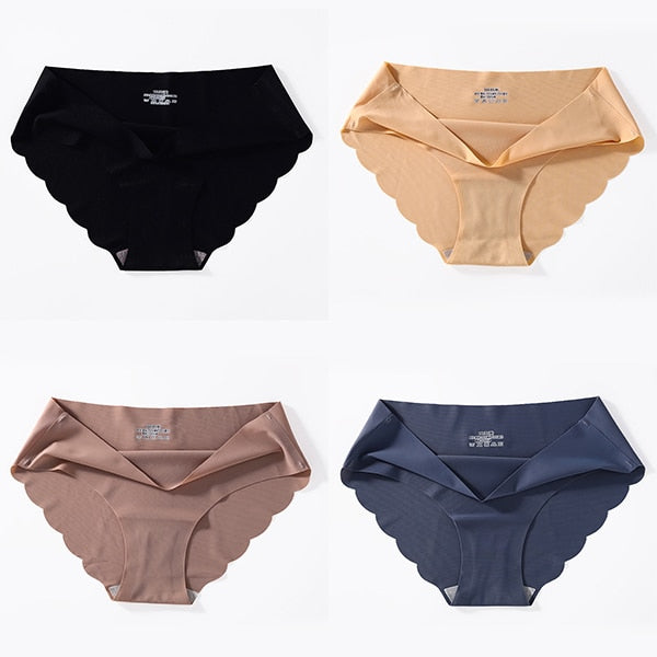 4 PCS/Lot Seamless Panties For Women Plain Panties Slip Silk Female Underwear Soft Thin Light Panti Culotte Femme Underpants