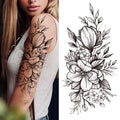 Death Skull Flower Temporary Tattoo For Women Girls Snake Bird Peony Tattoo Sticker Black Fake Blossom Sexy Tatoo Transfer Adult