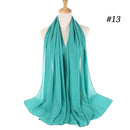 Muslim Bubble Chiffon Hijab Scarf Women Solid Color Soft Long Shawls and Wraps Georgette Head Scarves Ladies Hijabs