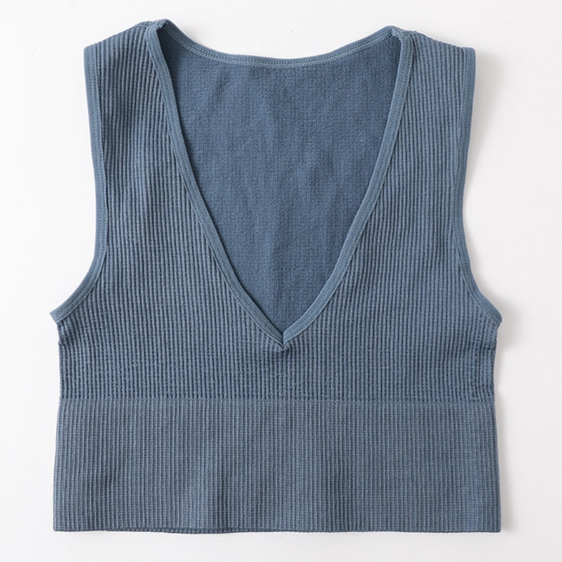 Vintage Crop Top Women Seamless Underwear Sexy Lingerie Female Tanks Vest Harajuku Deep V Neck Summer Camis Crop Top Camisole