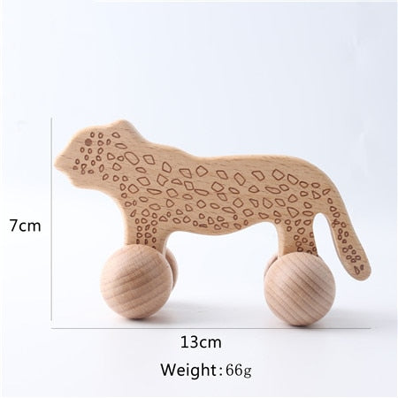 1PC Baby Toy Beech Wood Blocks Cartoon Car Educational Montessori Toys Children Teething Play Gym Baby Birthday Gift Products