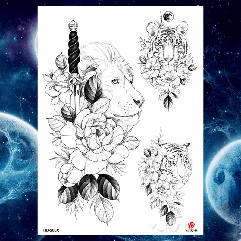 Girls Bracelet Chains Rose Tattoo Stickers Butterfly Body Arm Totem Tattoos Temporary Women Wrist Sexy Black Fake Tatoos
