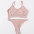 Sexy Women Bra Set Seamless Bra and Pantys Set Sexy Lingerie Set Rib Crop Top Female Brassiere Low Wasit Thong Fitness Underwear