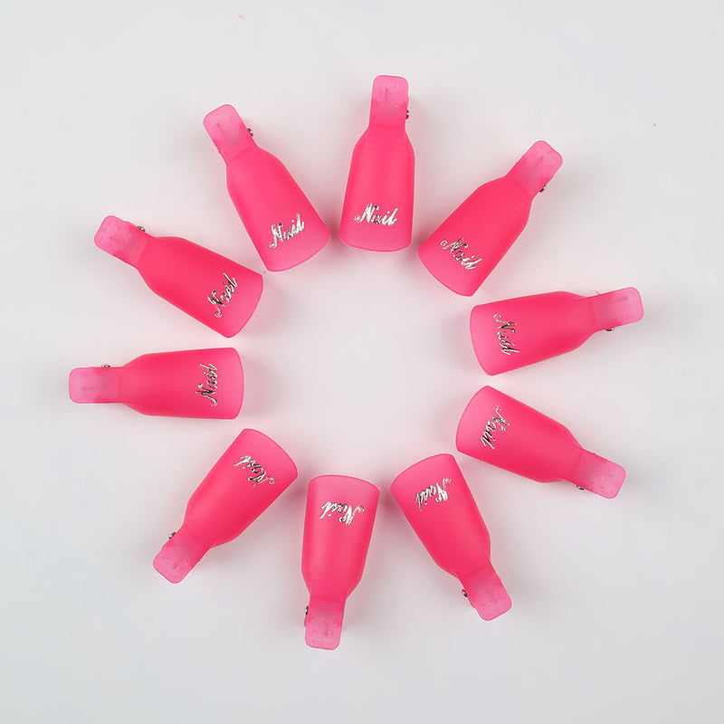 10 Pcs Plastic Nail Clip Nail Art Gel Polish Remover Soak Off Cleaner Cap Clip 8 Colours