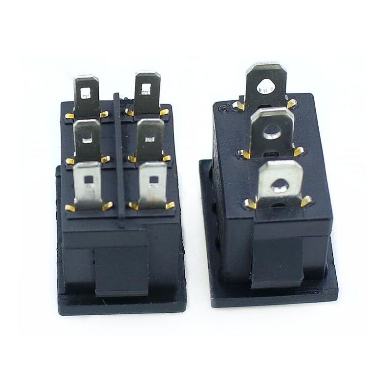 1PCS KCD1 Mini Black 3 Pin / 6 pin On/Off/On Rocker Switch AC 6A/250V10A/125V