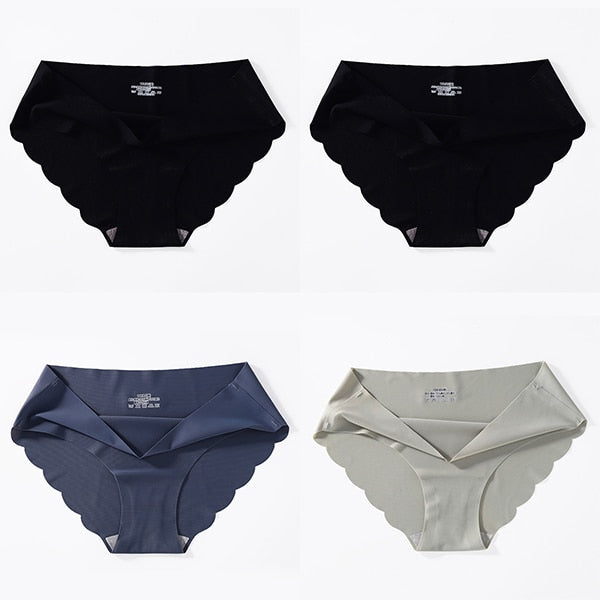 4 PCS/Lot Seamless Panties For Women Plain Panties Slip Silk Female Underwear Soft Thin Light Panti Culotte Femme Underpants