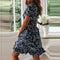 Women Dresses Summer 2022 Sexy V Neck Floral Print Boho Beach Dress Ruffle Short Sleeve A Line Mini Dress Wrap Sundress Robe