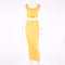 HAWTHAW women summer clothes soild color casual crop tank tops long pencil skirt fitness skinny outfit suit two piece 2pc sets
