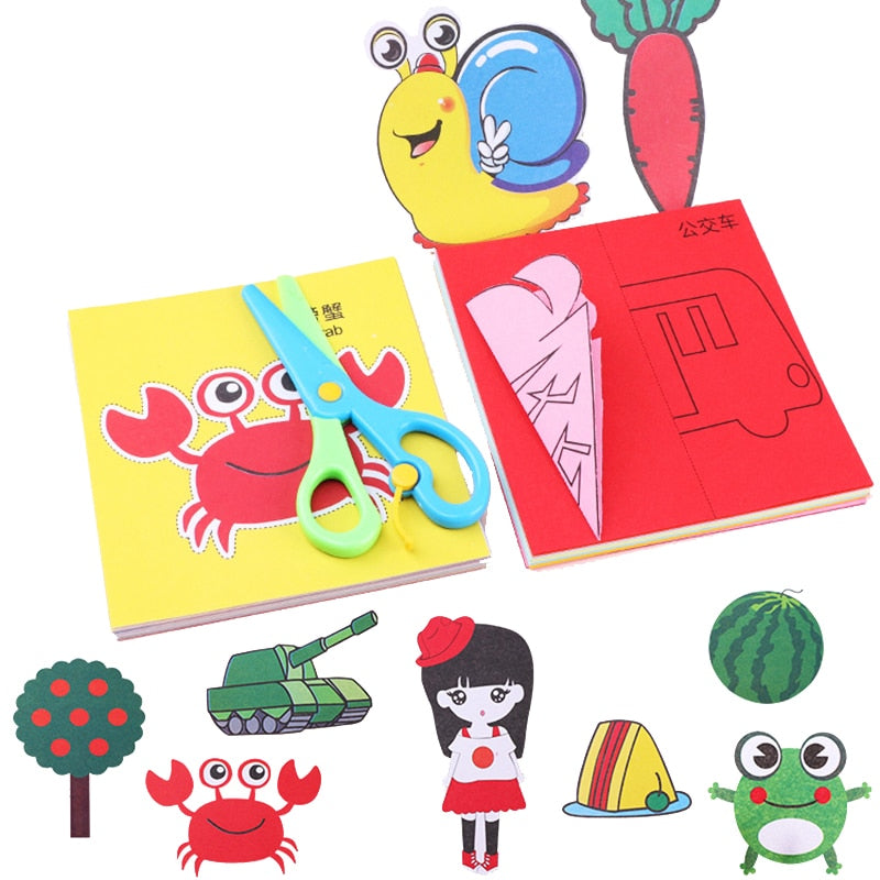 96 Pcs/Set Cartoon Color Paper Cutting Toys DIY Kids Craft Animal Handcraft Paper Art Learning Educational Toy