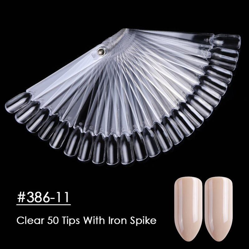 Clear Nature Black False Tips For Nail Art Display Oval Fan Style Nail Swatch Polish Stand Tips Practice Manicure Tools BEA23-2