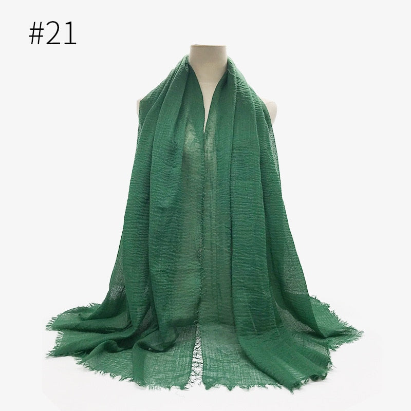 180X95CM Women Classic Muslim Crinkle Hijab Scarf Soft Cotton Head Scarves Turban Shawls Wraps Islamic Headband Femme Musulman