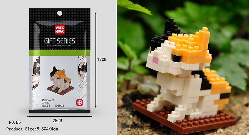 Mini Building Blocks 3D Animal  Diamond Model Micro Bricks Dog Cat Bird Moose Wolf Panda Macaw Toys For Children Birthday Gifts