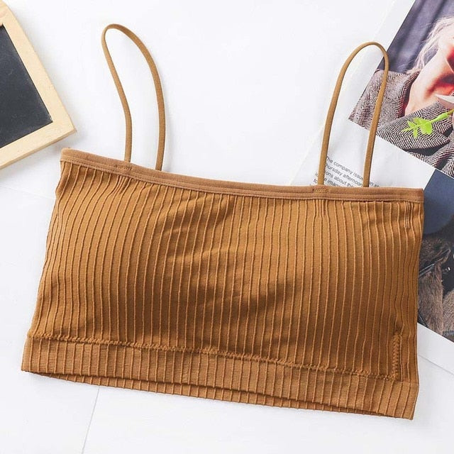 Fashion Women Sling Tube Top Sexy Bra Top Breathable Chest Pad Wearing Underwear Seamless Ice Silk Breast Wrap Lingerie Female