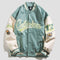 American retro letter embroidery leather jackets coats women&