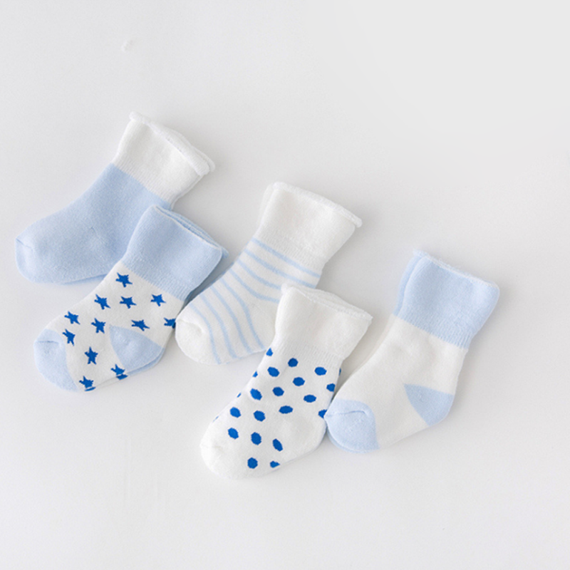 5Pair/lot New boy and girl  baby socks thick newborn autumn and winter warm foot sock