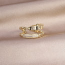 Korea New  Fashion Jewelry Exquisite 14K Real Gold Plated AAA Zircon Ring Elegant Women&