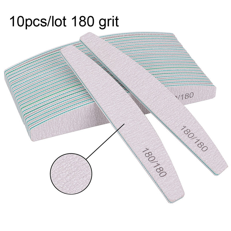 3/5/10Pcs Professional Nail File Sandpaper Strong Thick Nail Files Buffer For Manicure Sanding Half Moon Lime Nail Tools 100/180
