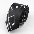 Classic Fashion Men&#39;s Skinny Tie Colorful Musical Notes Printed Piano Guitar Polyester 5cm Width Necktie Party Gift Accessory