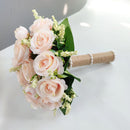 Bridal Bridesmaid Wedding Bouquet White Silk Flowers Roses Artificial Bride Boutonniere Pins Mariage Bouquet Wedding Accessories
