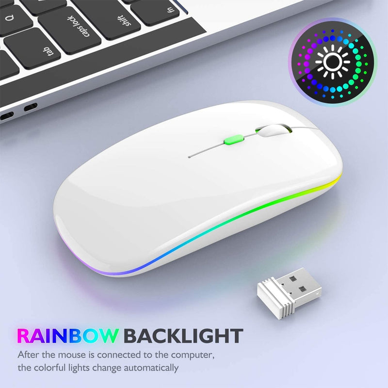 Wireless Mouse USB Rechargeable Bluetooth-compatible RGB Mouse Silent Ergonomic Mouse With Backlight For Laptop PC ipad
