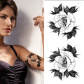 tattoo sticker women flower rose peony black tatouage temporaire femme temporary sleeve tattoo waterproof sexy body art fashion
