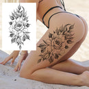 Sexy Flower Temporary Tattoos For Women Body Art Painting Arm Legs Tattoos Sticker Realistic Fake Black Rose Waterproof Tattoos