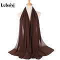 Muslim 2021 New Chiffon Hijab Scarf Women Solid Color Soft Long Shawls and Wraps Islamic Head Scarves Fashion turbante mujer