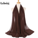 Muslim 2021 New Chiffon Hijab Scarf Women Solid Color Soft Long Shawls and Wraps Islamic Head Scarves Fashion turbante mujer