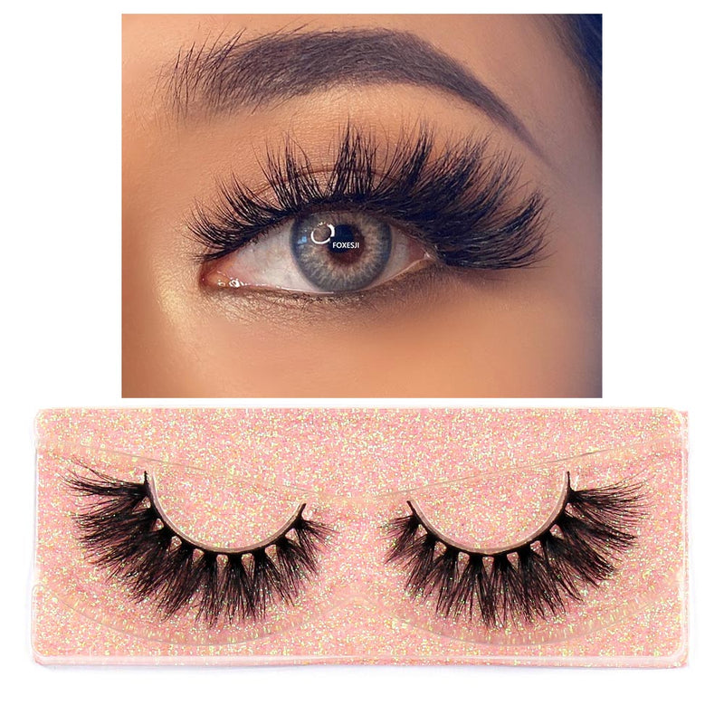 FOXESJI Makeup Eyelashes 3D Mink Lashes Fluffy Soft Wispy Natural Cross Lash Extension Reusable Fake Lashes Mink False Eyelashes