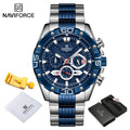 NAVIFORCE Watches For Men 2022 Luxury Original Classic Quartz Clock Analog Chronograph Sports Waterproof Steel Band Wrist Watch