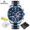 NAVIFORCE Watches For Men 2022 Luxury Original Classic Quartz Clock Analog Chronograph Sports Waterproof Steel Band Wrist Watch