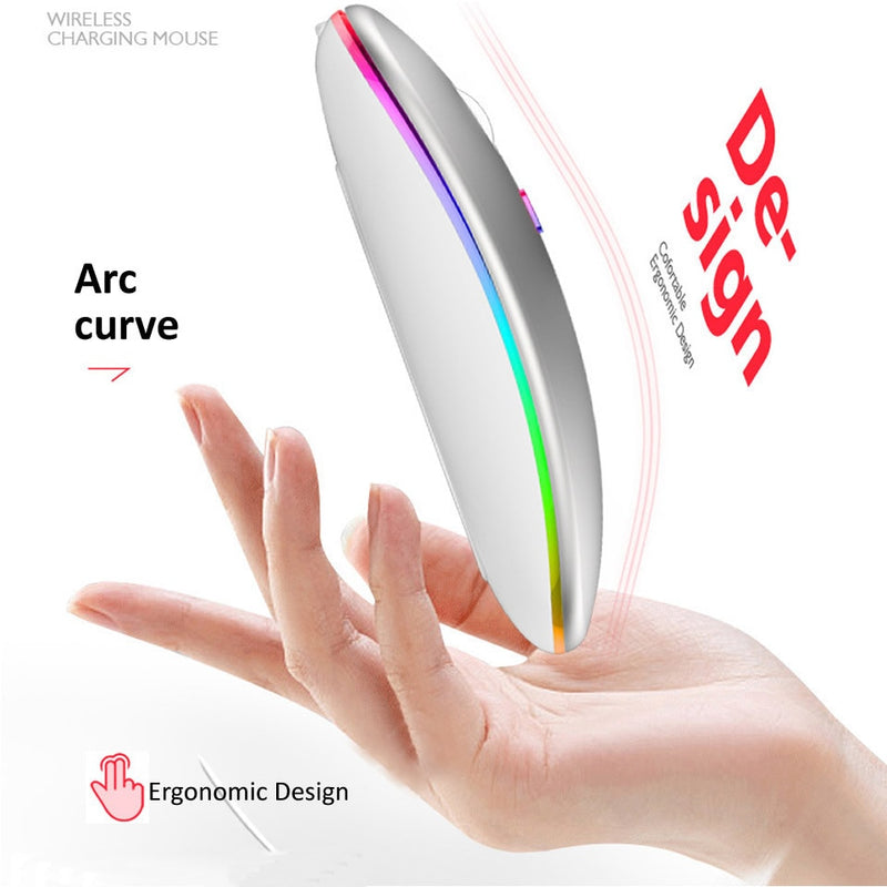 Wireless Mouse USB Rechargeable Bluetooth-compatible RGB Mouse Silent Ergonomic Mouse With Backlight For Laptop PC ipad