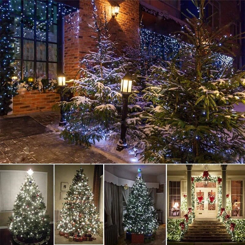 Solar Garden Festoon String Lights Outdoor Waterproof Street Fairy Garland New Year Party Christmas Backyards Decoration Lamp